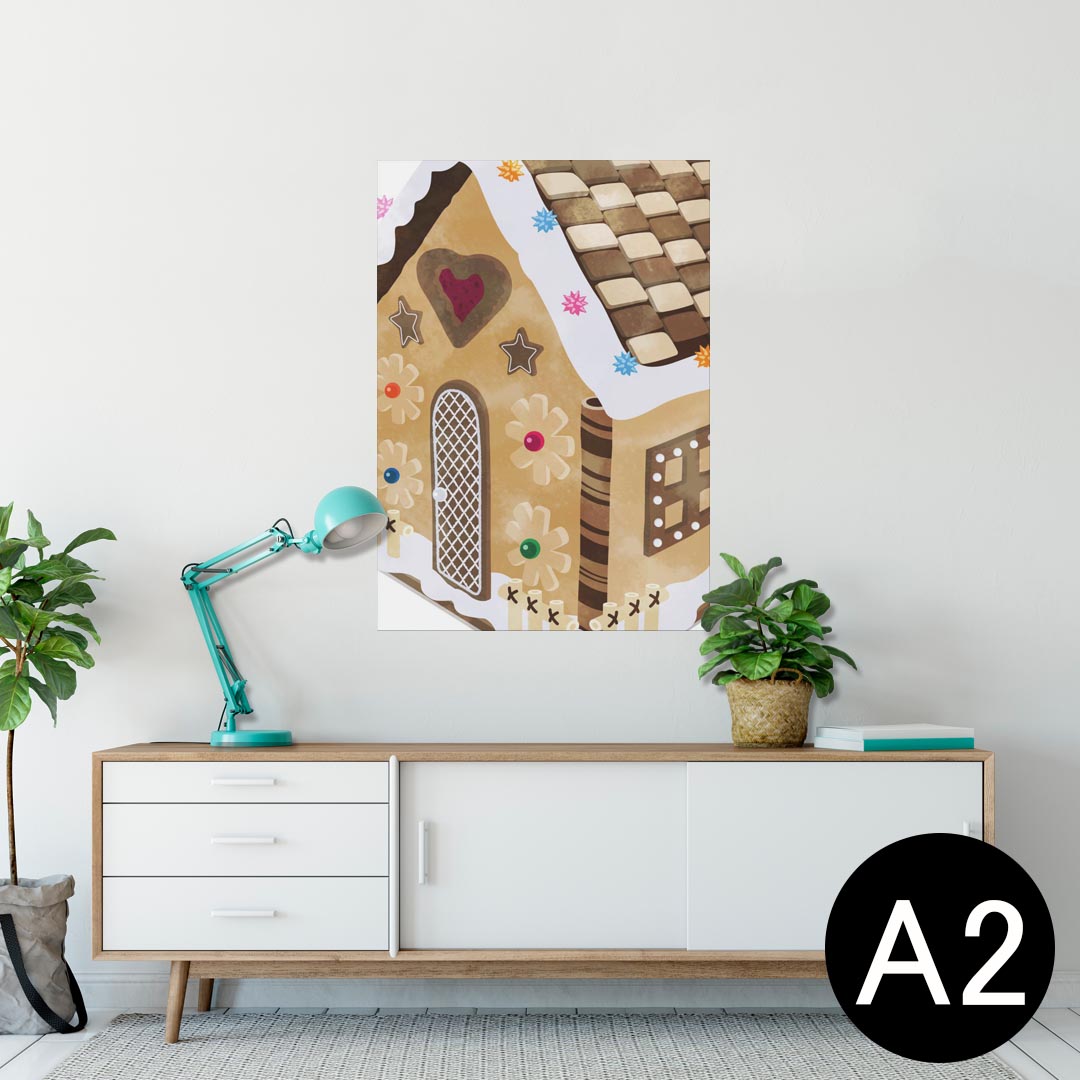 楽天kabeコレポスター ウォールステッカー シール式ステッカー 飾り 420×594mm A2 写真 フォト 壁 インテリア おしゃれ 剥がせる wall sticker poster 005314 お菓子　家　イラスト