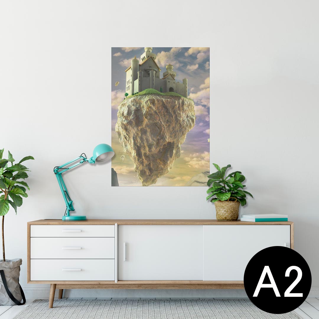 ポスター ウォールステッカー シール式ステッカー 飾り 420×594mm A2 写真 フォト 壁 インテリア おしゃれ 剥がせる wall sticker poster 005392 イラスト　城　空
