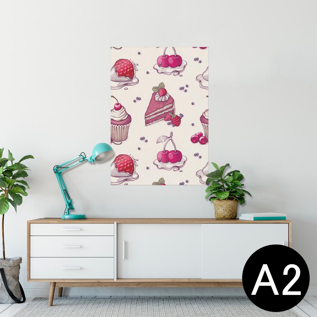 ポスター ウォールステッカー シール式ステッカー 飾り 420×594mm A2 写真 フォト 壁 インテリア おしゃれ 剥がせる wall sticker poster 005552 スイーツ イラスト 模様