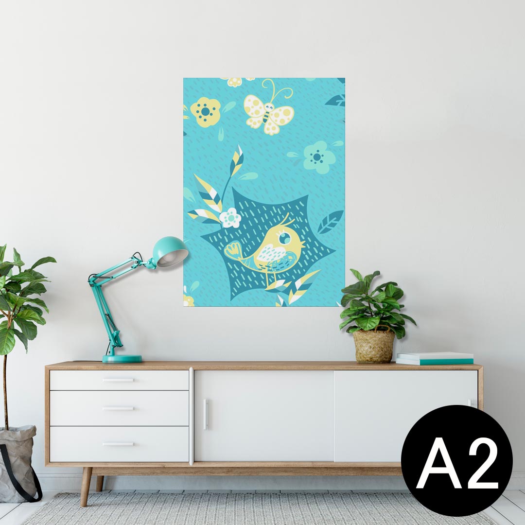 ポスター ウォールステッカー シール式ステッカー 飾り 420×594mm A2 写真 フォト 壁 インテリア おしゃれ 剥がせる wall sticker poster 005754 イラスト　水色　動物