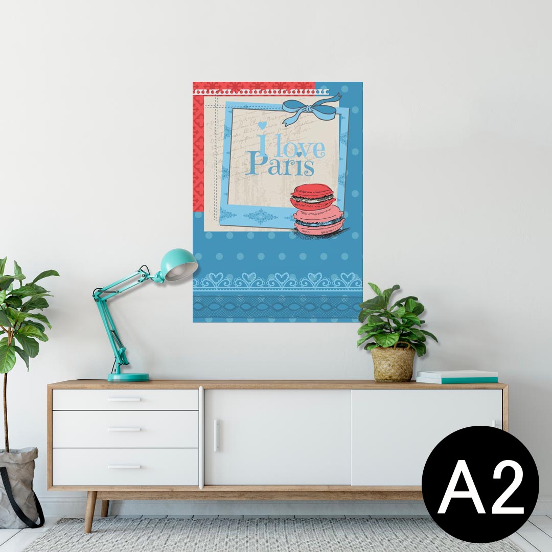 ポスター ウォールステッカー シール式ステッカー 飾り 420×594mm A2 写真 フォト 壁 インテリア おしゃれ 剥がせる wall sticker poster 006160 マカロン 青 ブルー