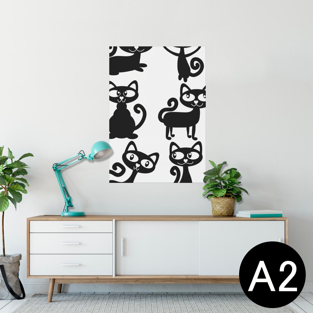 ポスター ウォールステッカー シール式ステッカー 飾り 420×594mm A2 写真 フォト 壁 インテリア おしゃれ 剥がせる wall sticker poster 006306 ねこ　猫　イラスト