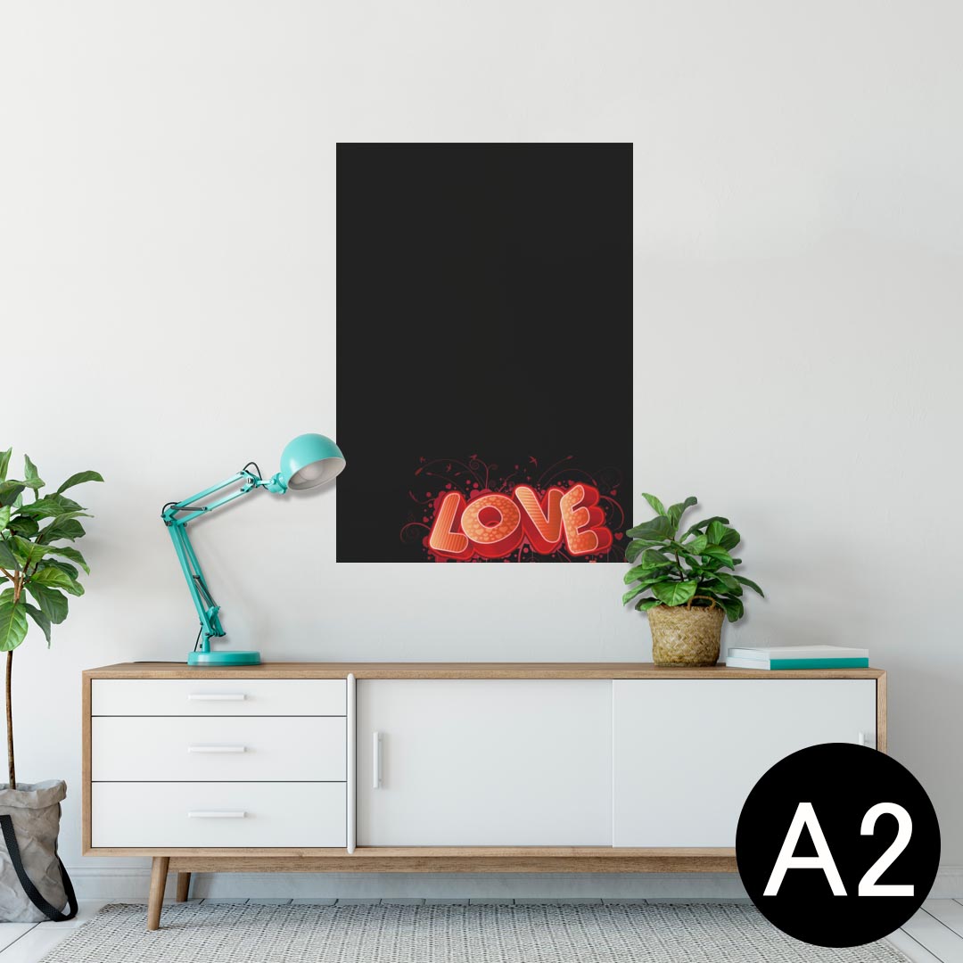 ポスター ウォールステッカー シール式ステッカー 飾り 420×594mm A2 写真 フォト 壁 インテリア おしゃれ 剥がせる wall sticker poster 006534 英語　文字　ハート