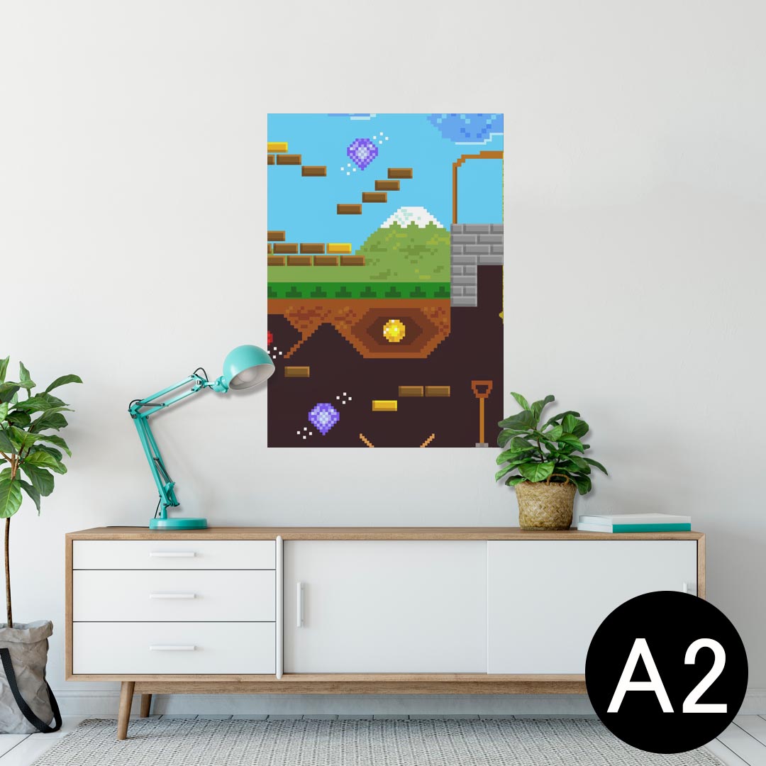 楽天kabeコレポスター ウォールステッカー シール式ステッカー 飾り 420×594mm A2 写真 フォト 壁 インテリア おしゃれ 剥がせる wall sticker poster 007378 ドット　ゲーム　カラフル