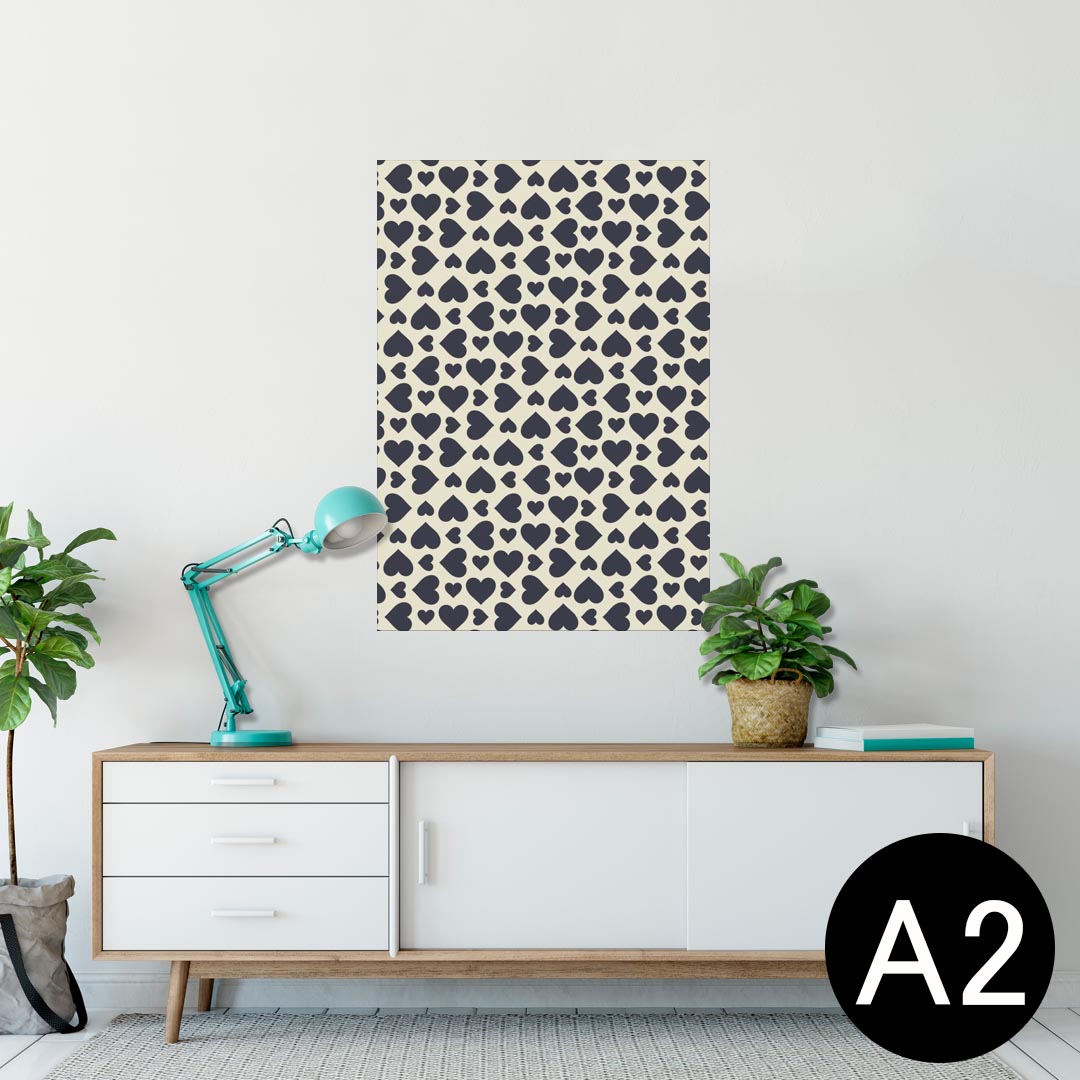 ポスター ウォールステッカー シール式ステッカー 飾り 420×594mm A2 写真 フォト 壁 インテリア おしゃれ 剥がせる wall sticker poster 007837 ハート　模様　黒　ブラック