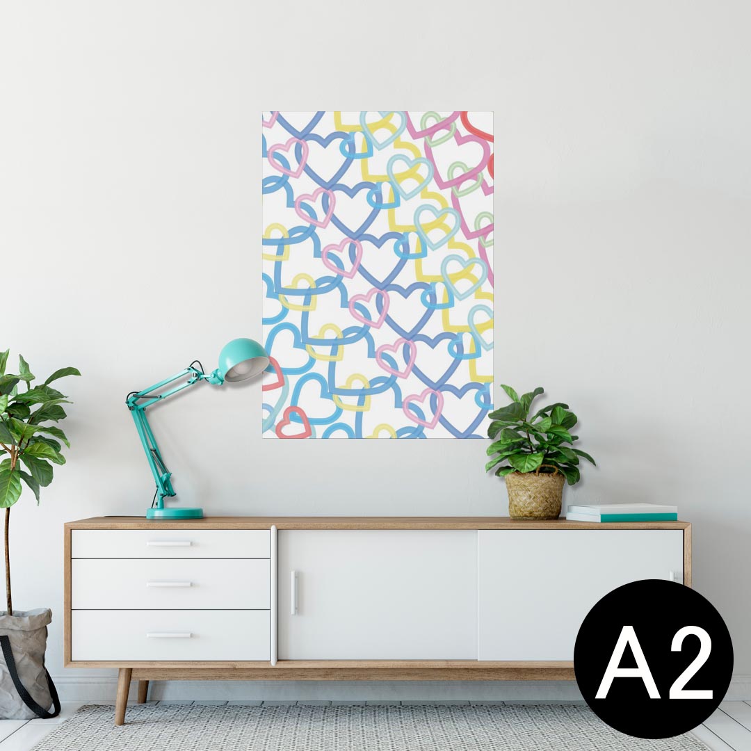ポスター ウォールステッカー シール式ステッカー 飾り 420×594mm A2 写真 フォト 壁 インテリア おしゃれ 剥がせる wall sticker poster 008294 カラフル レインボー ハート 模様