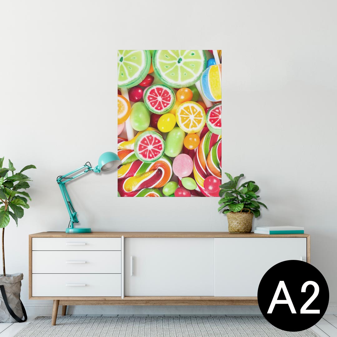 楽天kabeコレポスター ウォールステッカー シール式ステッカー 飾り 420×594mm A2 写真 フォト 壁 インテリア おしゃれ 剥がせる wall sticker poster 008913 写真　カラフル　飴　お菓子