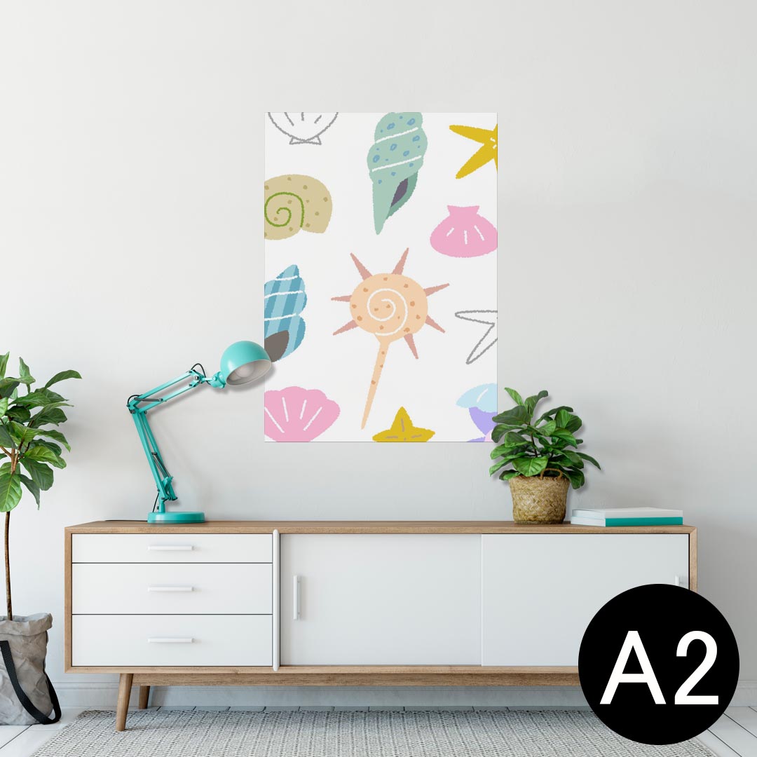 ポスター ウォールステッカー シール式ステッカー 飾り 420×594mm A2 写真 フォト 壁 インテリア おしゃれ 剥がせる wall sticker poster 009429 海　貝殻　カラフル