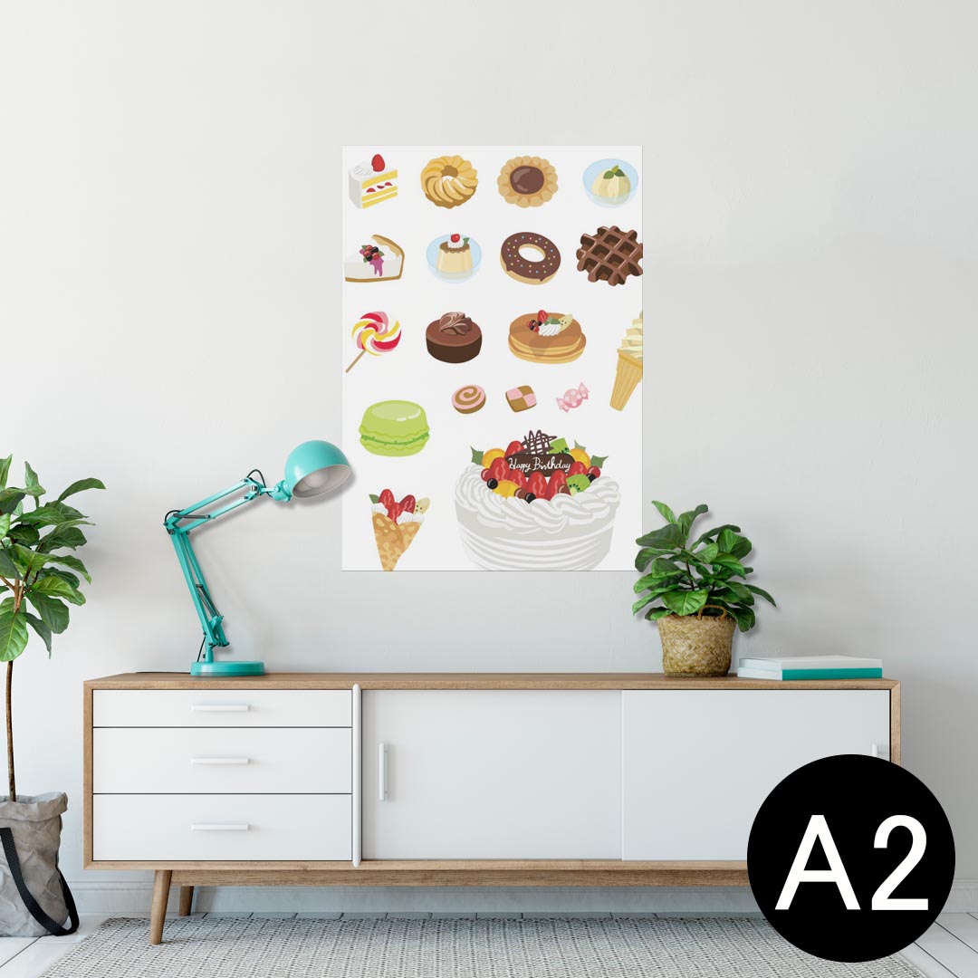 ポスター ウォールステッカー シール式ステッカー 飾り 420×594mm A2 写真 フォト 壁 インテリア おしゃれ 剥がせる wall sticker poster 009489 デザート カラフル マカロン