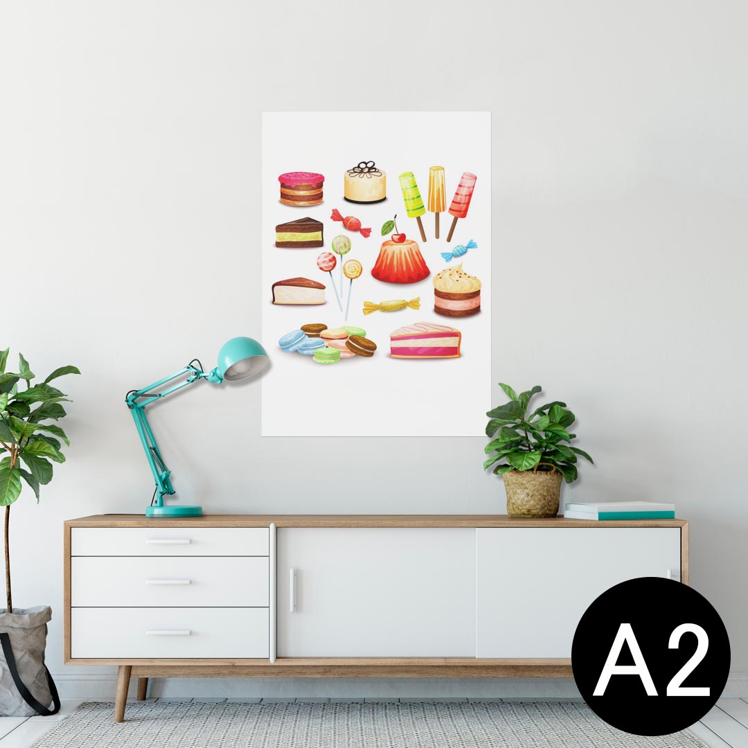 ポスター ウォールステッカー シール式ステッカー 飾り 420×594mm A2 写真 フォト 壁 インテリア おしゃれ 剥がせる wall sticker poster 009762 デザート マカロン カラフル