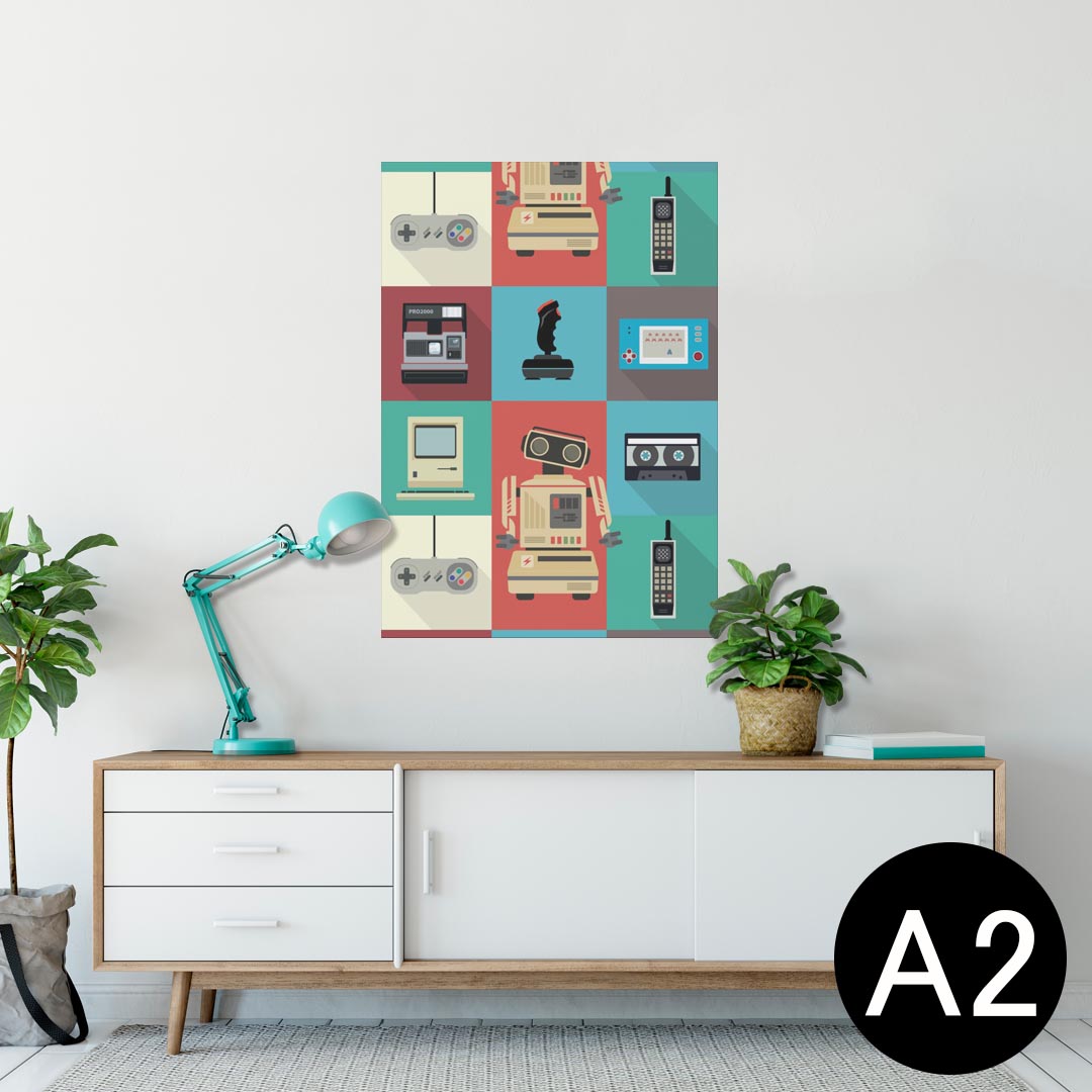 ポスター ウォールステッカー シール式ステッカー 飾り 420×594mm A2 写真 フォト 壁 インテリア おしゃれ 剥がせる wall sticker poster 010292 ロボット　ゲーム　カラフル(3)