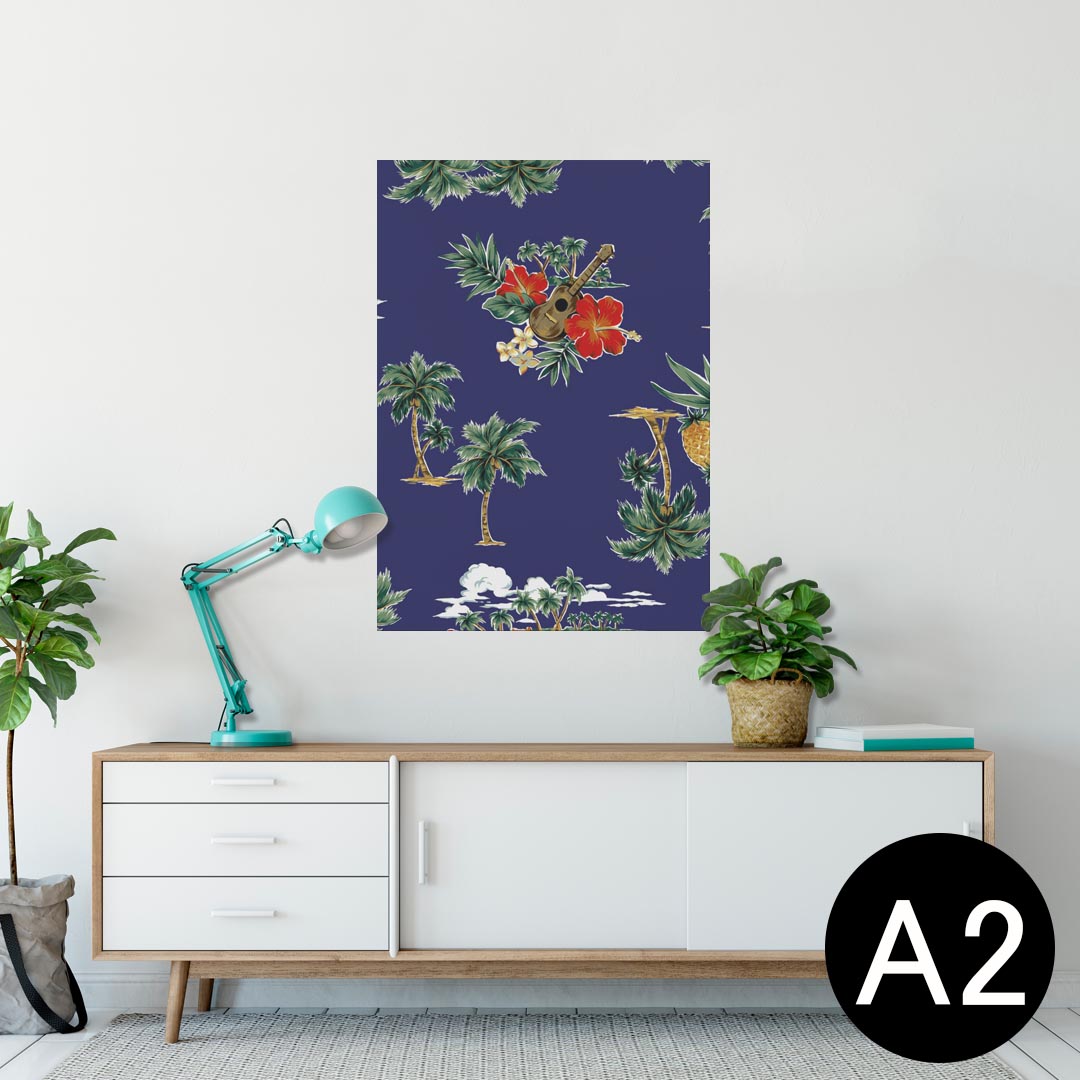 ポスター ウォールステッカー シール式ステッカー 飾り 420×594mm A2 写真 フォト 壁 インテリア おしゃれ 剥がせる wall sticker poster 011800 ハワイ　ハイビスカス　ヤシの木