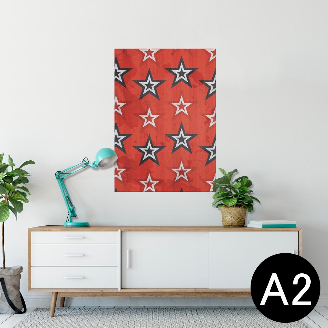 ポスター ウォールステッカー シール式ステッカー 飾り 420×594mm A2 写真 フォト 壁 インテリア おしゃれ 　剥がせる wall sticker poster 012358 星　赤　青