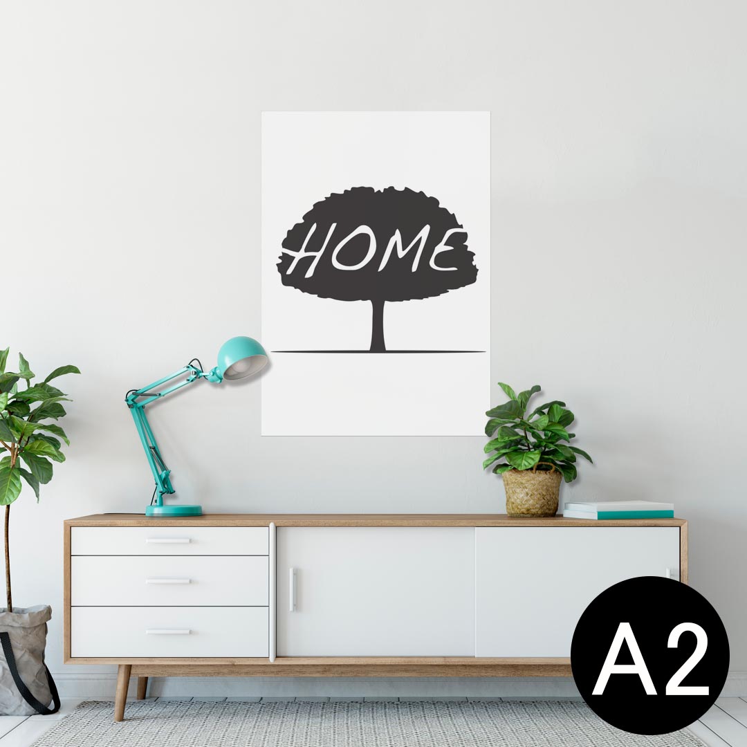ポスター ウォールステッカー シール式ステッカー 飾り 420×594mm A2 写真 フォト 壁 インテリア おしゃれ 剥がせる wall sticker poster 013398 木　シルエット　英語