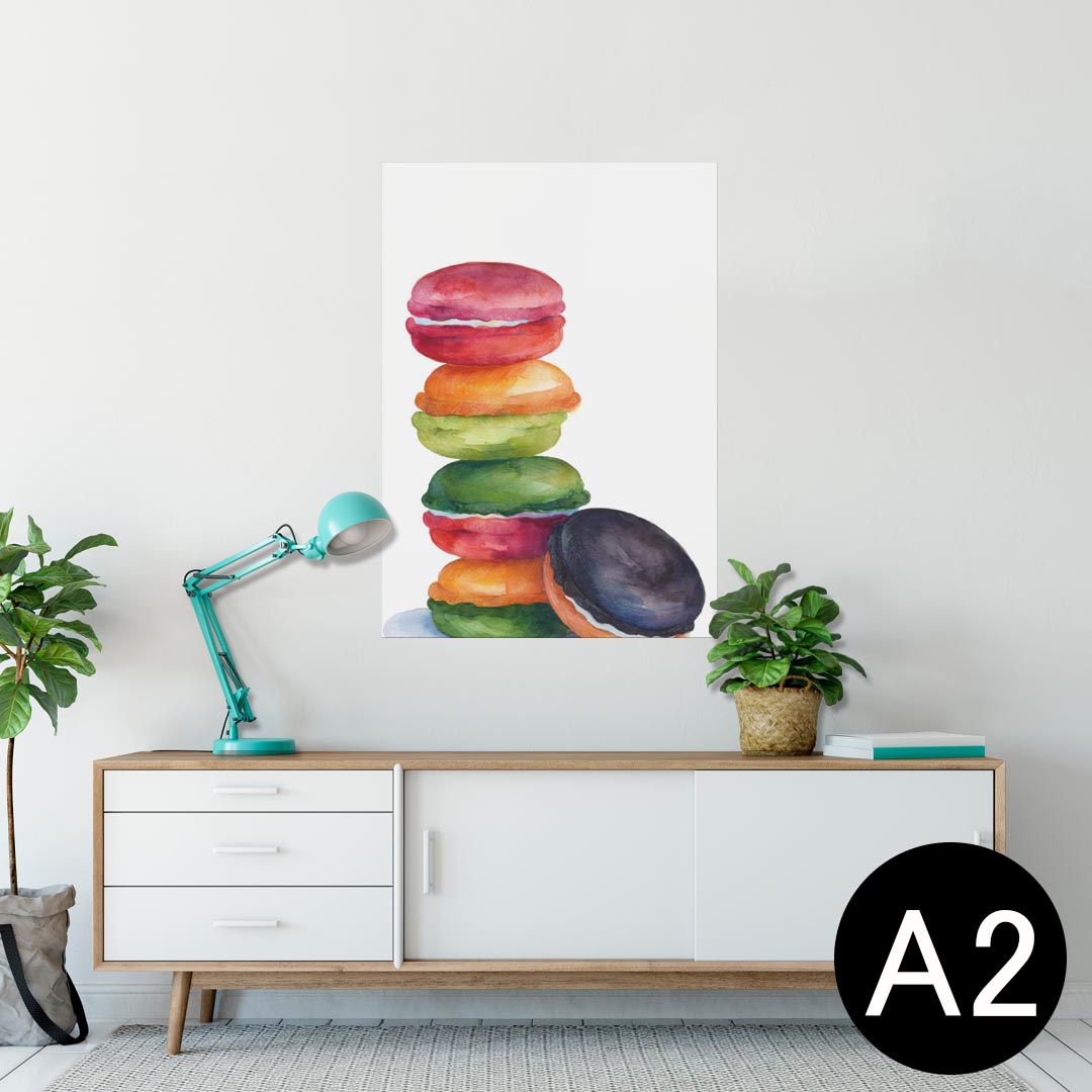 ポスター ウォールステッカー シール式ステッカー 飾り 420×594mm A2 写真 フォト 壁 インテリア おしゃれ 剥がせる wall sticker poster 013474 マカロン お菓子 英語