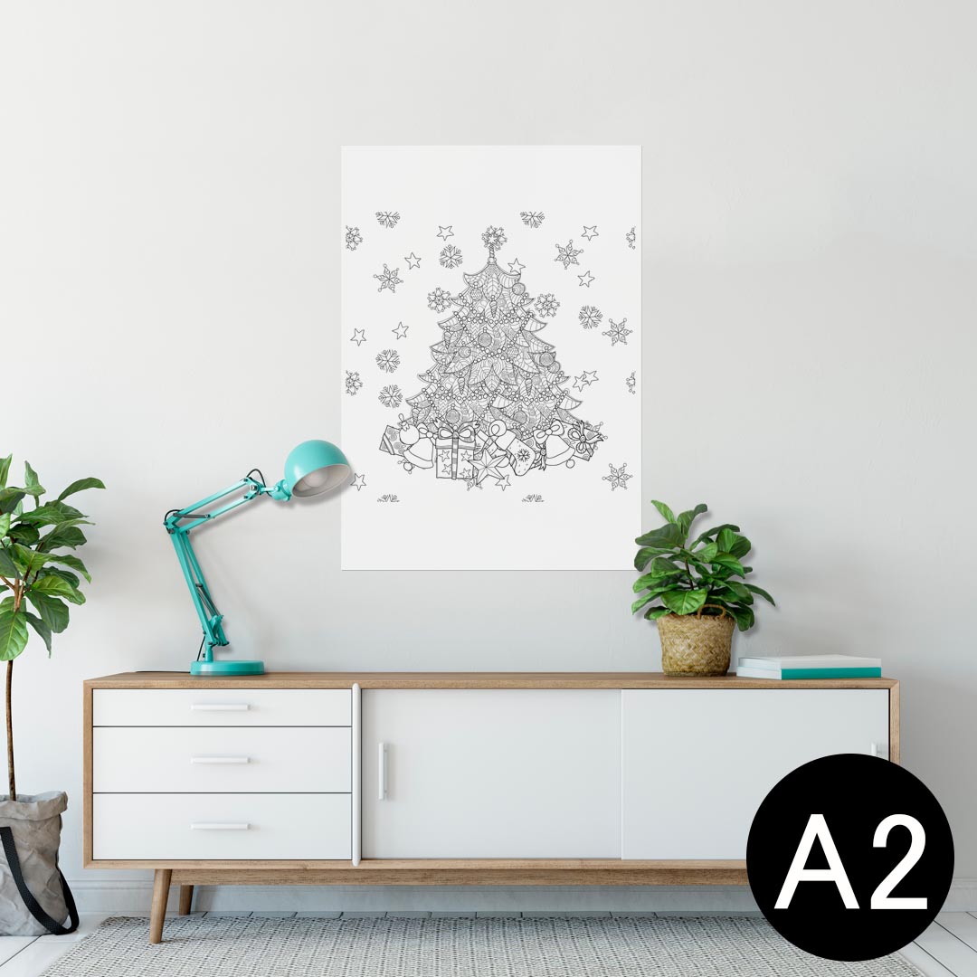 ポスター ウォールステッカー シール式ステッカー 飾り 420×594mm A2 写真 フォト 壁 インテリア おしゃれ 剥がせる wall sticker poster 014571 クリスマス ツリー 雪