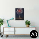 ポスター ウォールステッカー シール式ステッカー 飾り 297×420mm A3 写真 フォト 壁 インテリア おしゃれ 剥がせる wall sticker poster 000034 花火 夜 橋 祭り