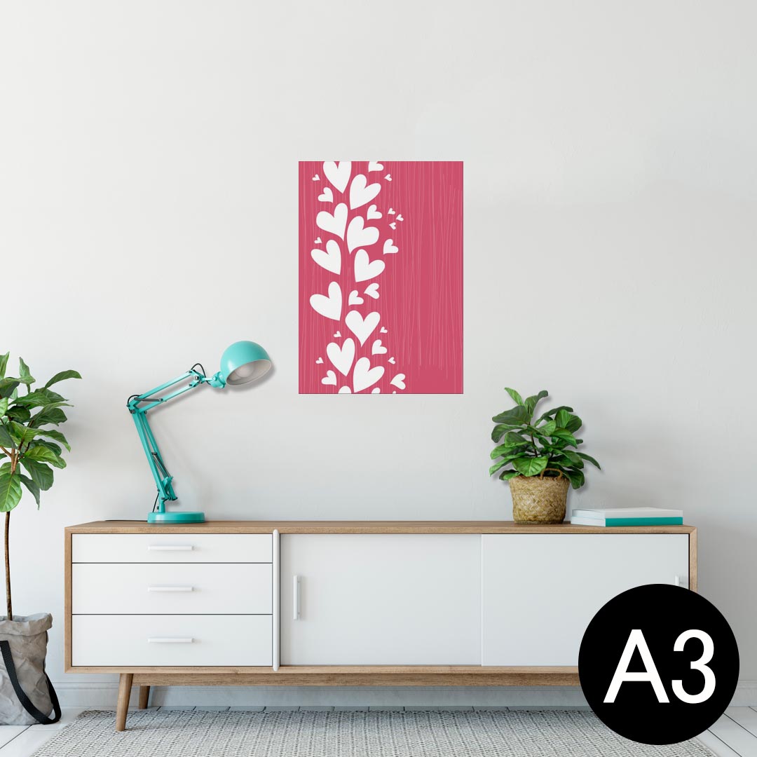 ポスター ウォールステッカー シール式ステッカー 飾り 297×420mm A3 写真 フォト 壁 インテリア おしゃれ 剥がせる wall sticker poster 000175 ハート　ピンク　イラスト
