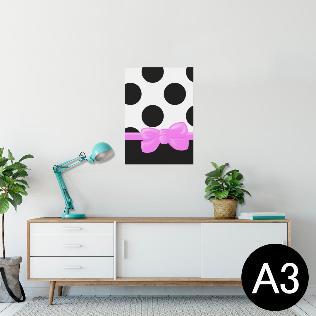 ポスター ウォールステッカー シール式ステッカー 飾り 297×420mm A3 写真 フォト 壁 インテリア おしゃれ 剥がせる wall sticker poster 002406 クール リボン　水玉　ガーリー