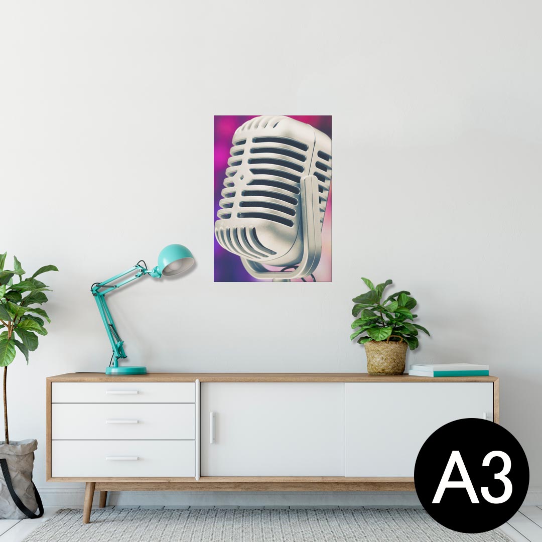 ポスター ウォールステッカー シール式ステッカー 飾り 297×420mm A3 写真 フォト 壁 インテリア おしゃれ 剥がせる wall sticker poster 002505 音楽 マイク