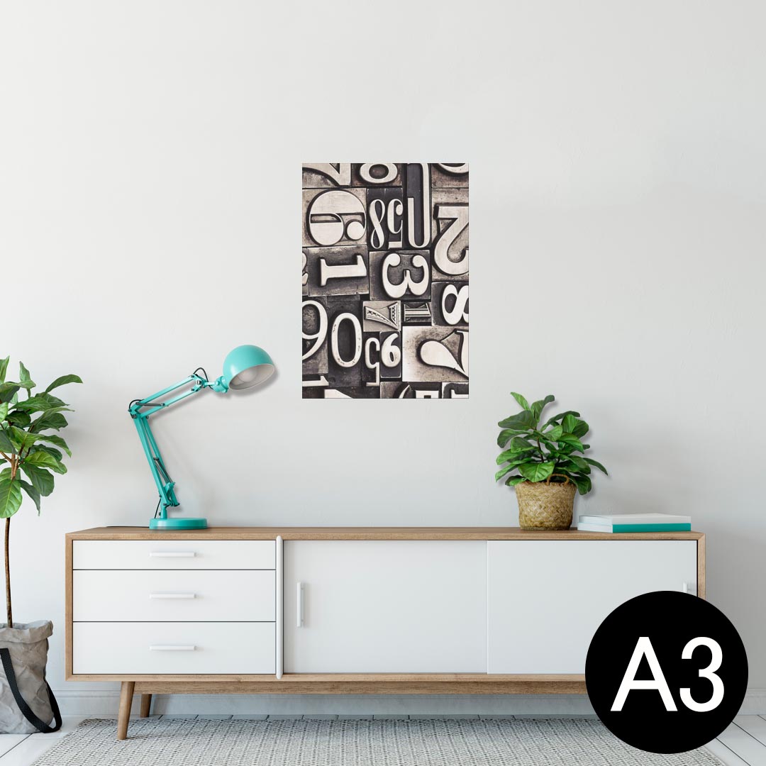ポスター ウォールステッカー シール式ステッカー 飾り 297×420mm A3 写真 フォト 壁 インテリア おしゃれ 剥がせる wall sticker poster 003456 数字　レトロ