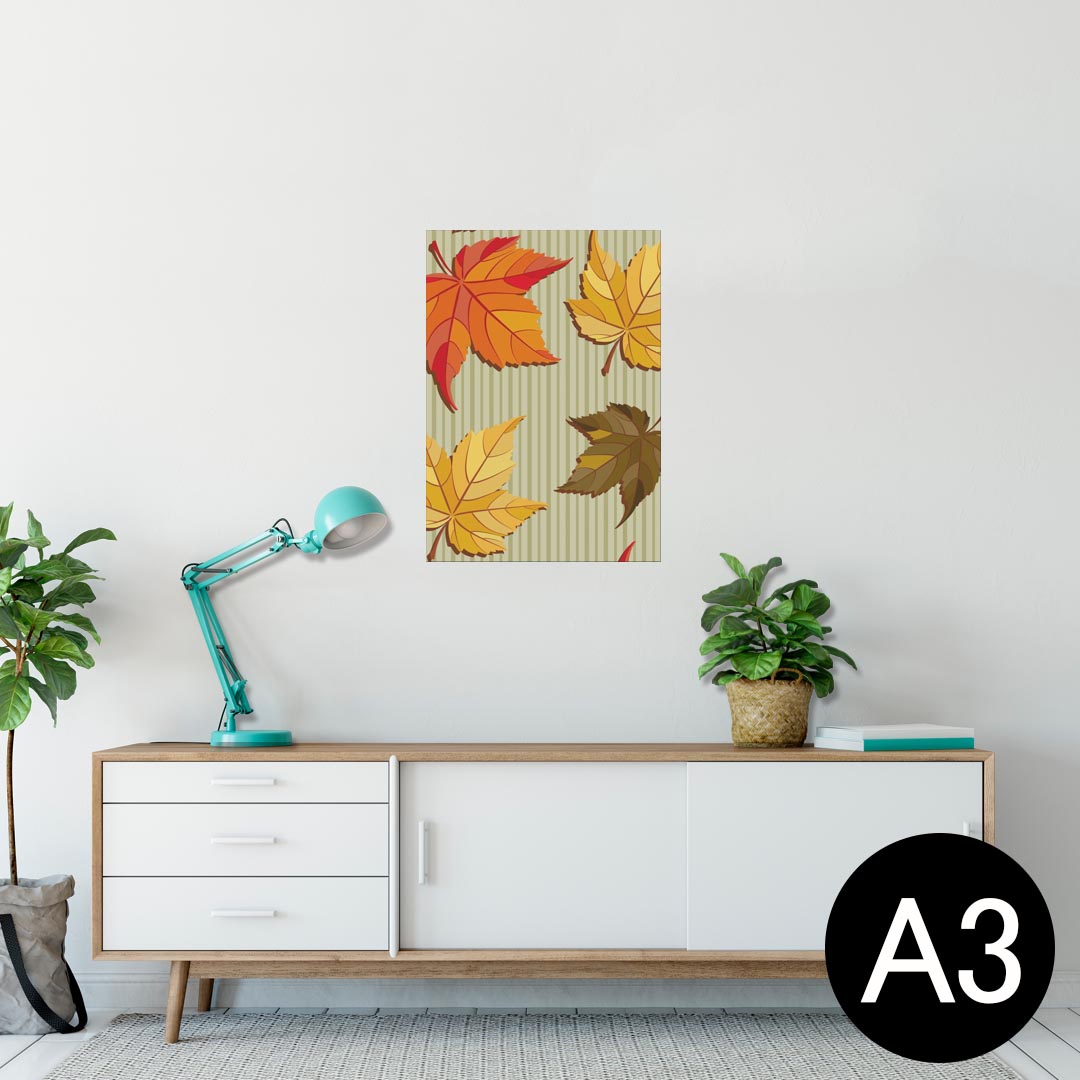 ポスター ウォールステッカー シール式ステッカー 飾り 297×420mm A3 写真 フォト 壁 インテリア おしゃれ 剥がせる wall sticker poster 003724 紅葉　秋　イラスト