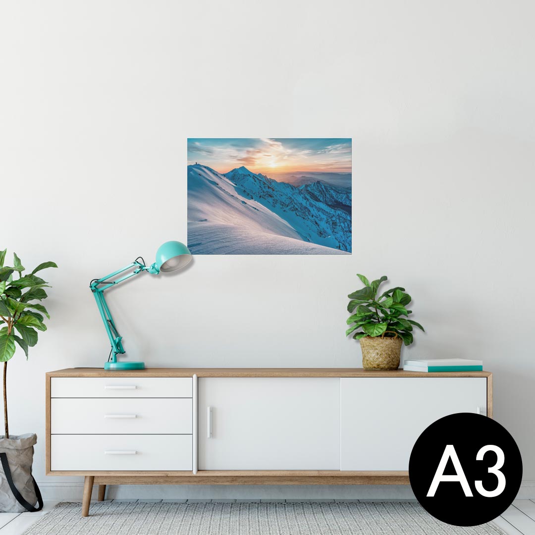 ポスター ウォールステッカー シール式ステッカー 飾り 297×420mm A3 写真 フォト 壁 インテリア おしゃれ 剥がせる wall sticker poster 023591 山　景色　雪