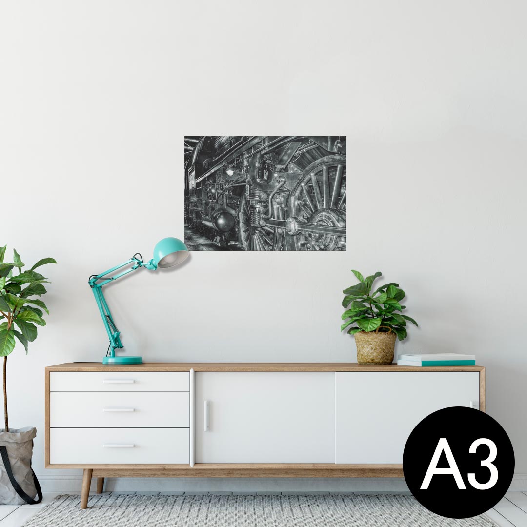 ポスター ウォールステッカー シール式ステッカー 飾り 297×420mm A3 写真 フォト 壁 インテリア おしゃれ 剥がせる wall sticker poster 023708 機関車 鉄道 車輪