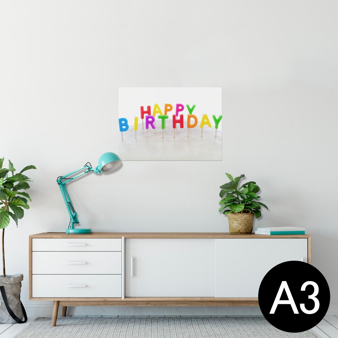 ポスター ウォールステッカー シール式ステッカー 飾り 297×420mm A3 写真 フォト 壁 インテリア おしゃれ 剥がせる wall sticker poster 025973 誕生日　文字　英字　ろうそく