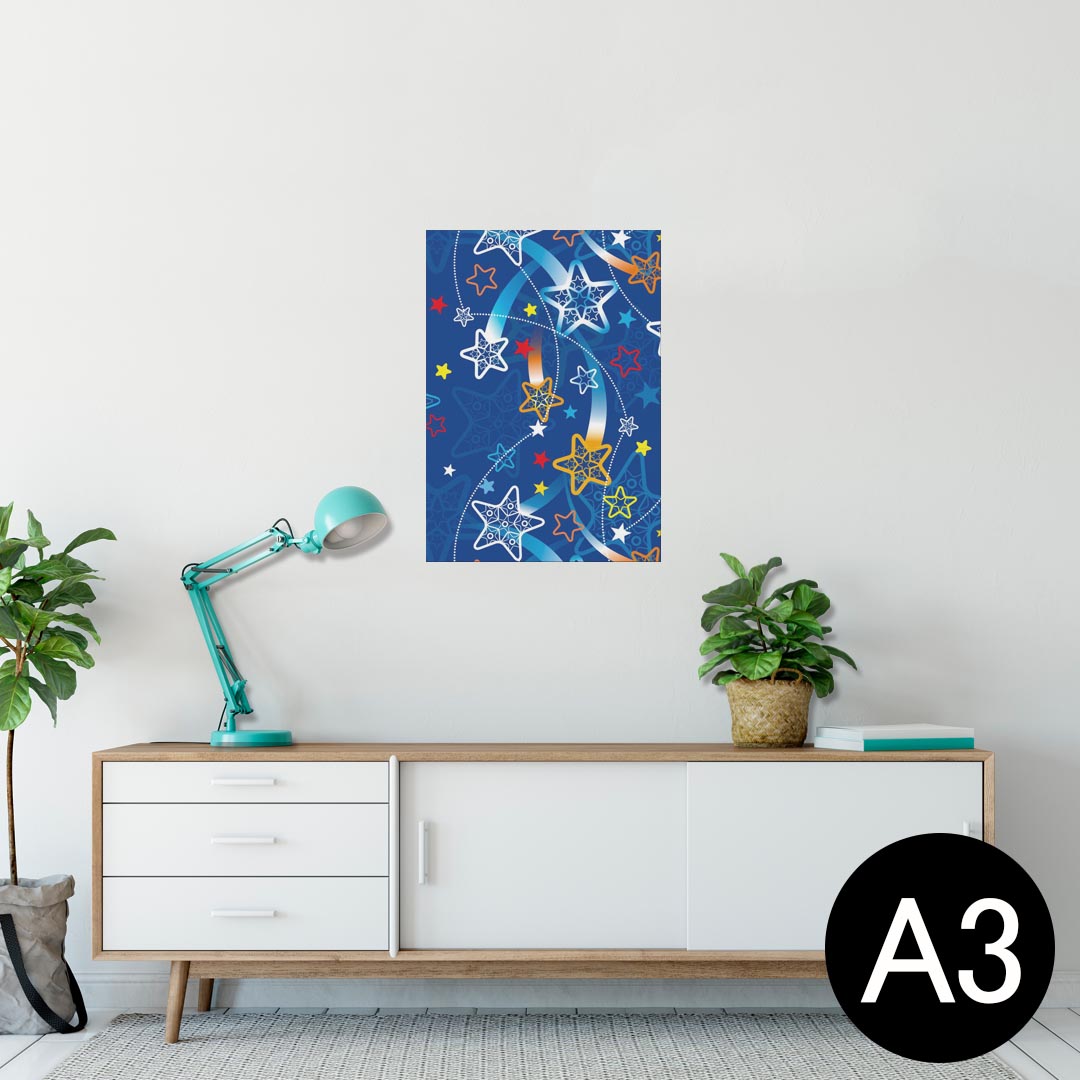 ポスター ウォールステッカー シール式ステッカー 飾り 297×420mm A3 写真 フォト 壁 インテリア おしゃれ 剥がせる wall sticker poster 004188 星 青 ポップ