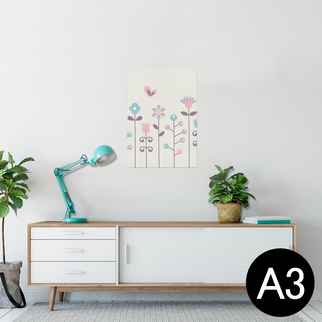 ポスター ウォールステッカー シール式ステッカー 飾り 297×420mm A3 写真 フォト 壁 インテリア おしゃれ 剥がせる wall sticker poster 004991 花　　蝶