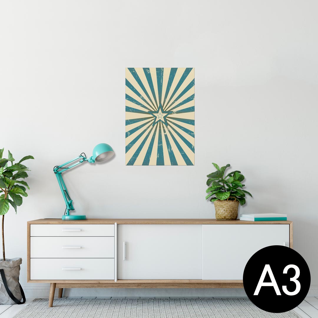 ポスター ウォールステッカー シール式ステッカー 飾り 297×420mm A3 写真 フォト 壁 インテリア おしゃれ 剥がせる wall sticker poster 005139 星 ビンテージ イラスト