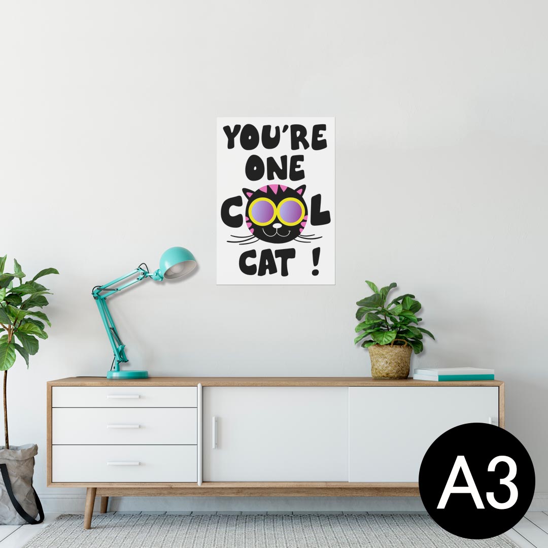 ポスター ウォールステッカー シール式ステッカー 飾り 297×420mm A3 写真 フォト 壁 インテリア おしゃれ 剥がせる wall sticker poster 006323 ねこ 英語 文字