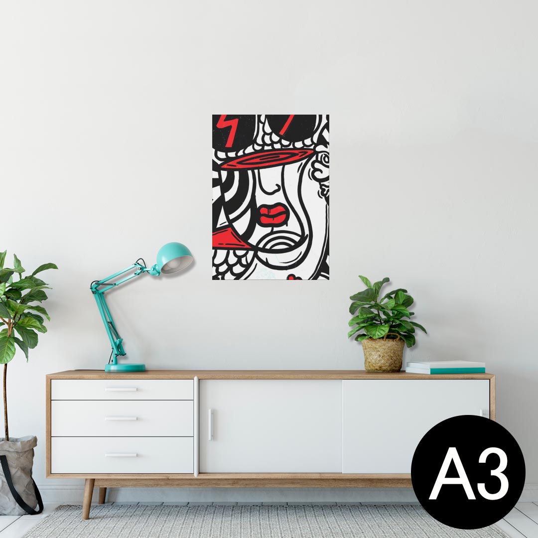 ポスター ウォールステッカー シール式ステッカー 飾り 297×420mm A3 写真 フォト 壁 インテリア おしゃれ 剥がせる wall sticker poster 007345 赤 レッド 模様 顔