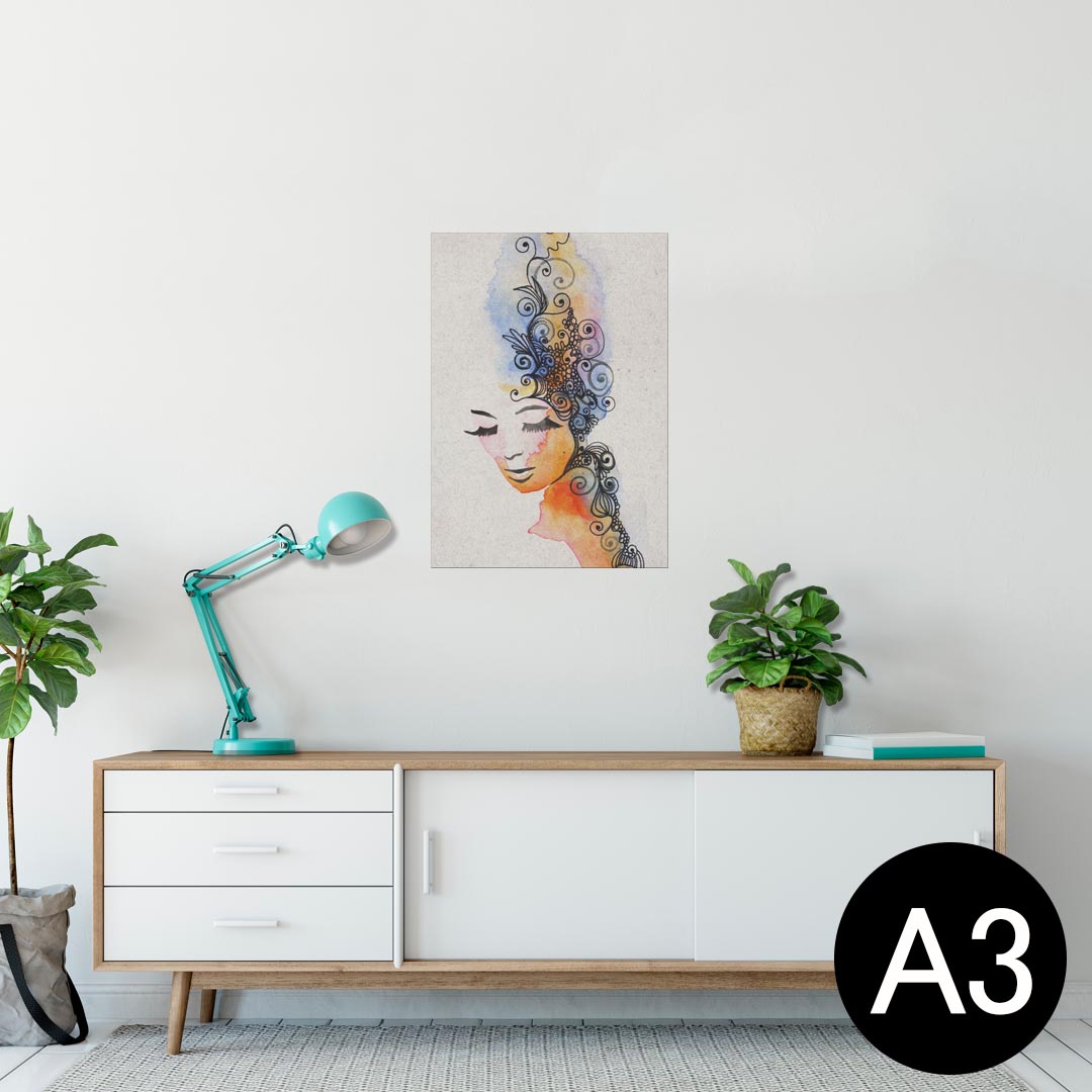 ポスター ウォールステッカー シール式ステッカー 飾り 297×420mm A3 写真 フォト 壁 インテリア おしゃれ 剥がせる wall sticker poster 007950 イラスト　カラフル　インク