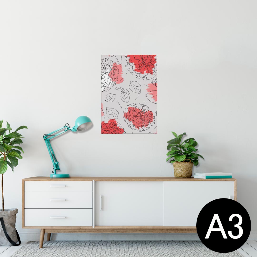 ポスター ウォールステッカー シール式ステッカー 飾り 297×420mm A3 写真 フォト 壁 インテリア おしゃれ 剥がせる wall sticker poster 008038 花　　赤　レッド　模様