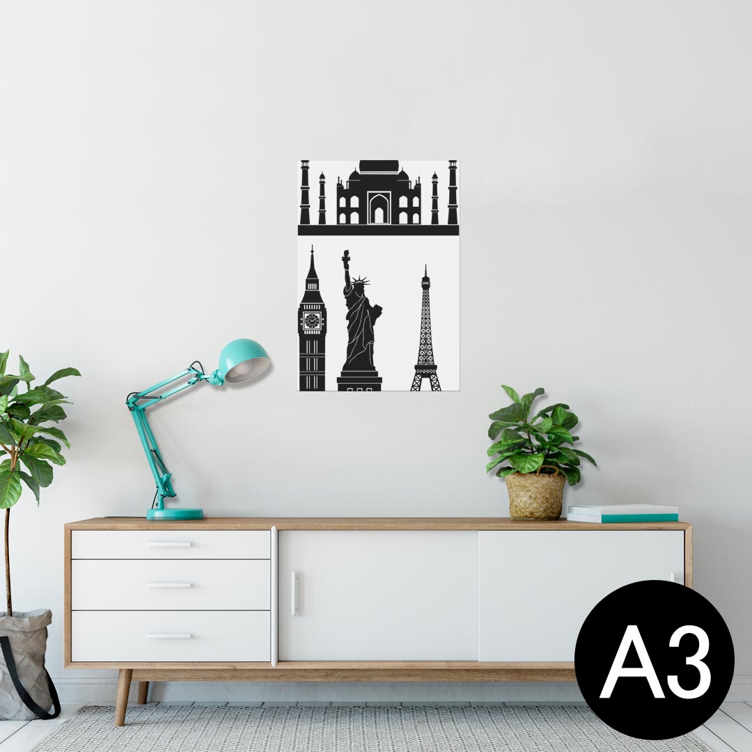 ポスター ウォールステッカー シール式ステッカー 飾り 297×420mm A3 写真 フォト 壁 インテリア おしゃれ 剥がせる wall sticker poster 009287 モノクロ　外国　景色のサムネイル