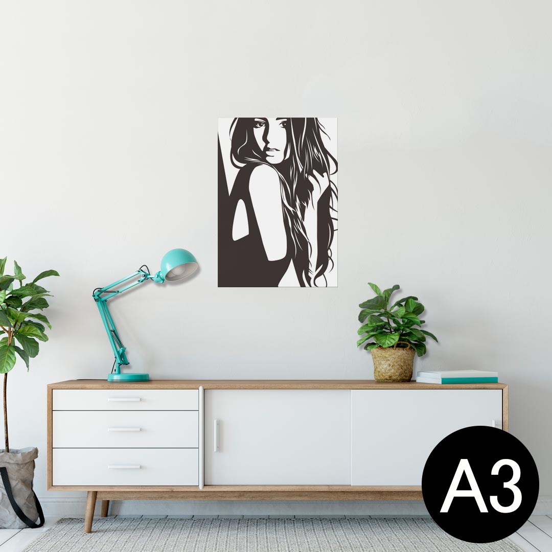 ポスター ウォールステッカー シール式ステッカー 飾り 297×420mm A3 写真 フォト 壁 インテリア おしゃれ 剥がせる wall sticker poster 009382 人物　イラスト　モノクロ