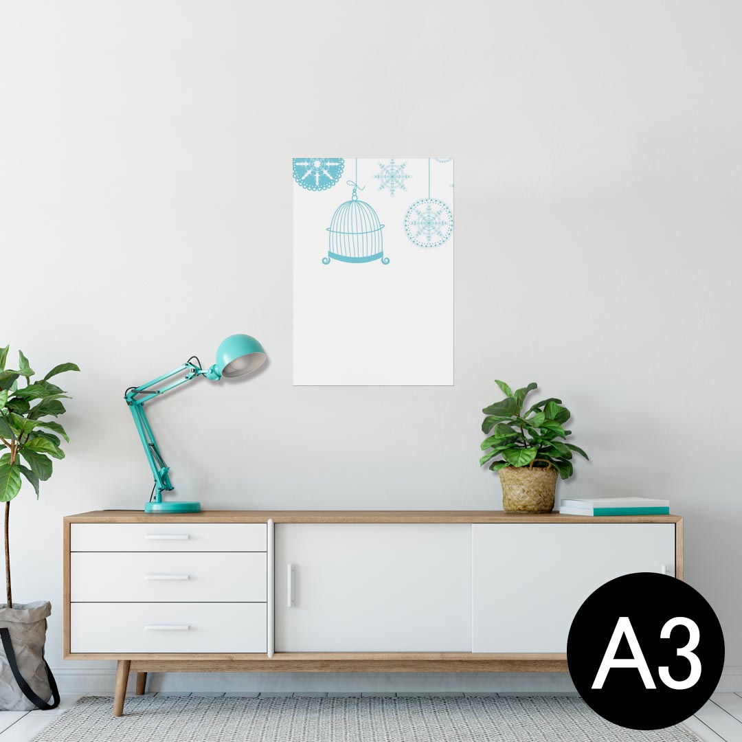 ポスター ウォールステッカー シール式ステッカー 飾り 297×420mm A3 写真 フォト 壁 インテリア おしゃれ 剥がせる wall sticker poster 009757 雪 結晶 青