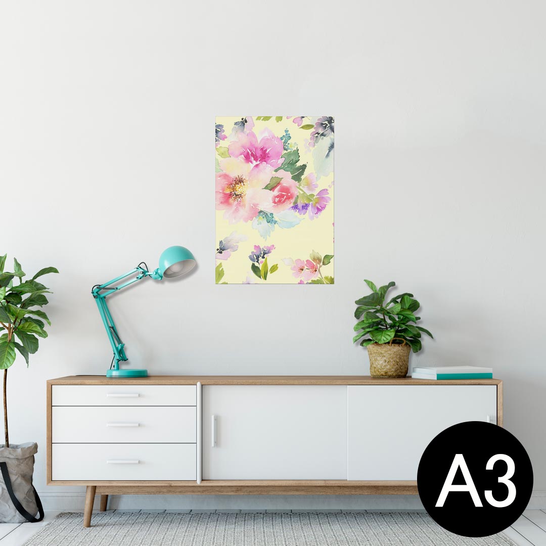 ポスター ウォールステッカー シール式ステッカー 飾り 297×420mm A3 写真 フォト 壁 インテリア おしゃれ 剥がせる wall sticker poster 010233 花 水彩