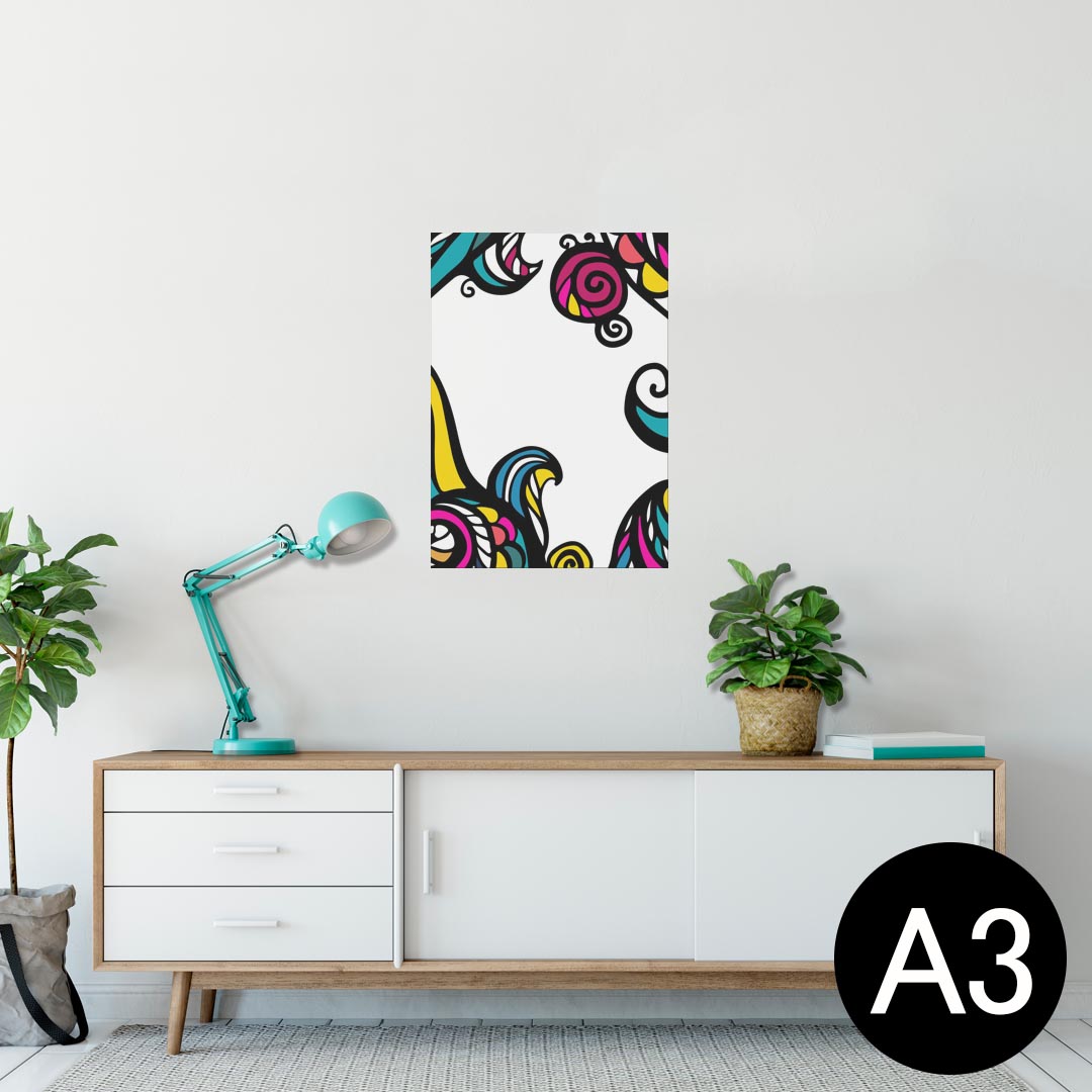 ポスター ウォールステッカー シール式ステッカー 飾り 297×420mm A3 写真 フォト 壁 インテリア おしゃれ 剥がせる wall sticker poster 010235 カラフル　アジアン　植物(3)