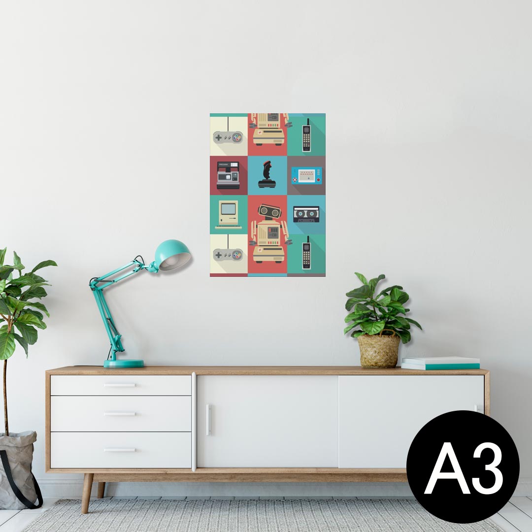 楽天kabeコレポスター ウォールステッカー シール式ステッカー 飾り 297×420mm A3 写真 フォト 壁 インテリア おしゃれ 剥がせる wall sticker poster 010292 ロボット　ゲーム　カラフル