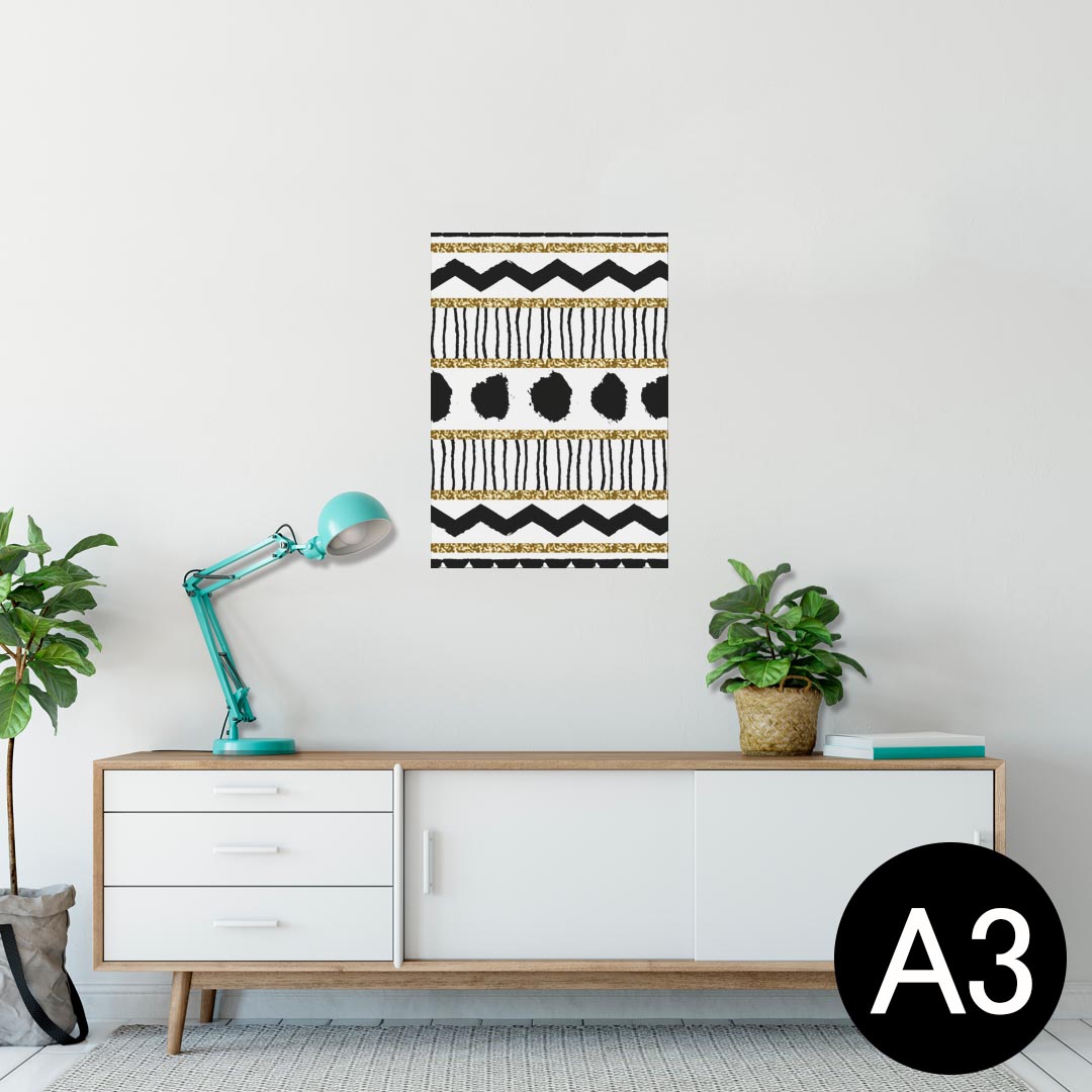 ポスター ウォールステッカー シール式ステッカー 飾り 297×420mm A3 写真 フォト 壁 インテリア おしゃれ 剥がせる wall sticker poster 010365 模様 黒 金 白