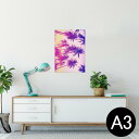 ポスター ウォールステッカー シール式ステッカー 飾り 297×420mm A3 写真 フォト 壁 インテリア おしゃれ 剥がせる wall sticker poster 011305 夏 ヤシの木 夕日