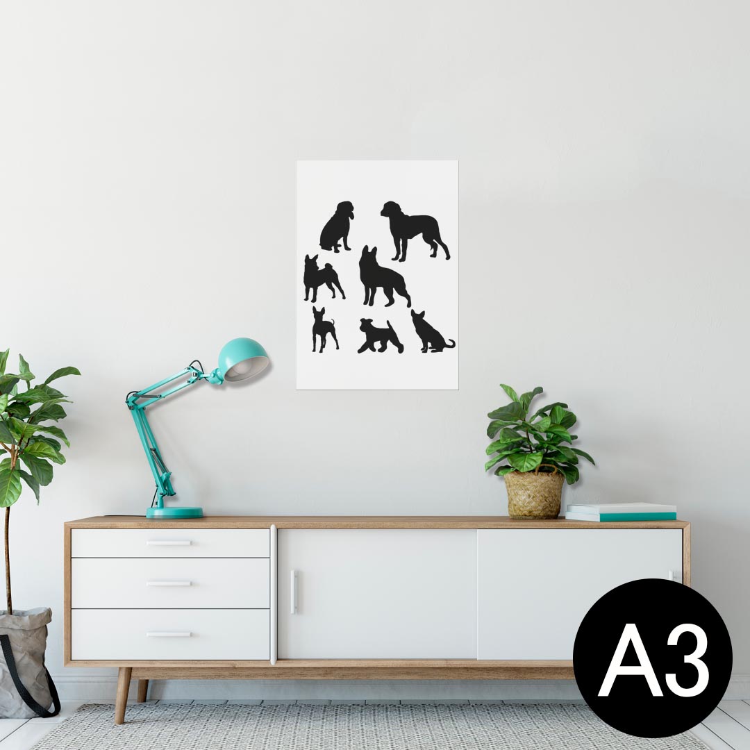 ポスター ウォールステッカー シール式ステッカー 飾り 297×420mm A3 写真 フォト 壁 インテリア おしゃれ 剥がせる wall sticker poster 013551 犬　影　シルエット