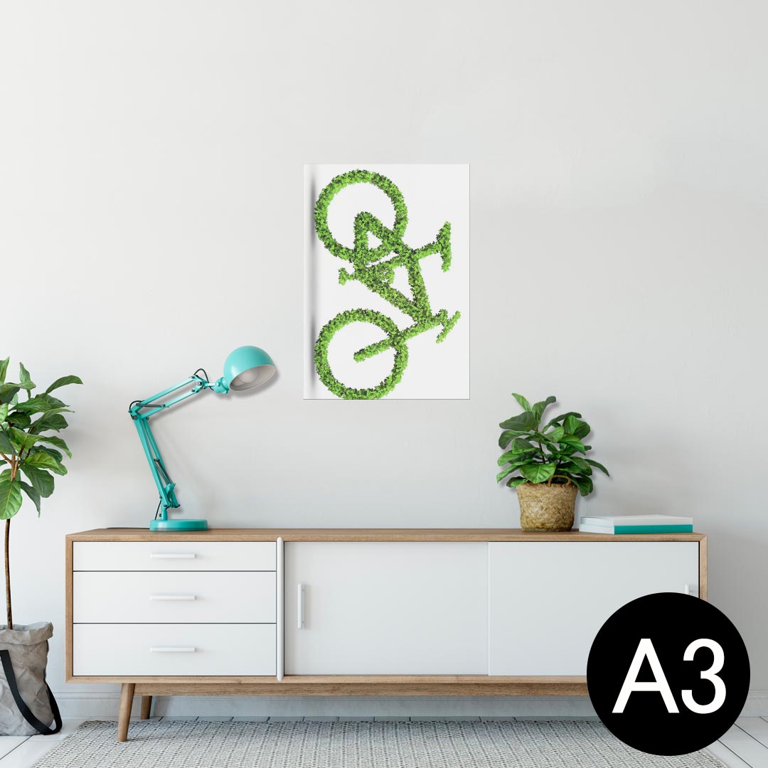 ポスター ウォールステッカー シール式ステッカー 飾り 297×420mm A3 写真 フォト 壁 インテリア おしゃれ 剥がせる wall sticker poster 014901 自転車 葉っぱ シルエット