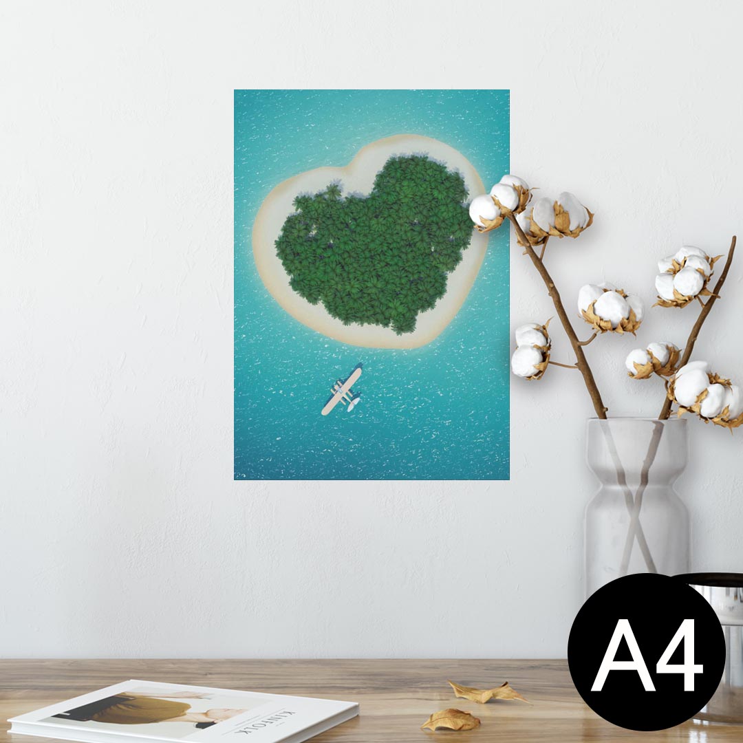 ポスター ウォールステッカー シール式ステッカー 飾り 210×297mm A4 写真 フォト 壁 インテリア おしゃれ 剥がせる wall sticker poster 000963 ハート　島