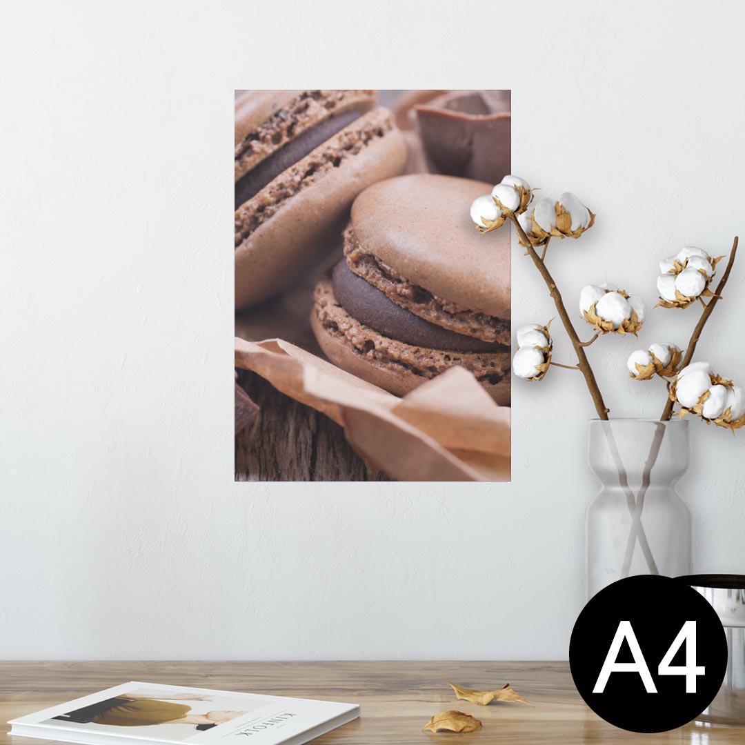 ポスター ウォールステッカー シール式ステッカー 飾り 210×297mm A4 写真 フォト 壁 インテリア おしゃれ 剥がせる wall sticker poster 001014 マカロン チョコレート