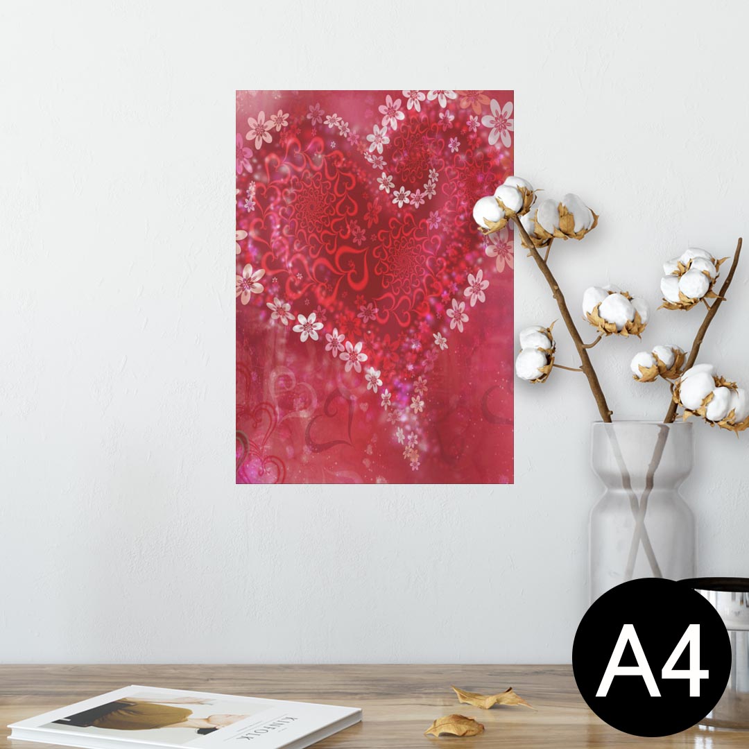 ポスター ウォールステッカー シール式ステッカー 飾り 210×297mm A4 写真 フォト 壁 インテリア おしゃれ 剥がせる wall sticker poster 001063 ハート 小花