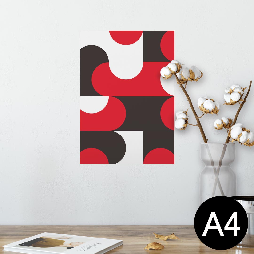 ポスター ウォールステッカー シール式ステッカー 飾り 210×297mm A4 写真 フォト 壁 インテリア おしゃれ 剥がせる wall sticker poster 002468 模様　赤　黒　白
